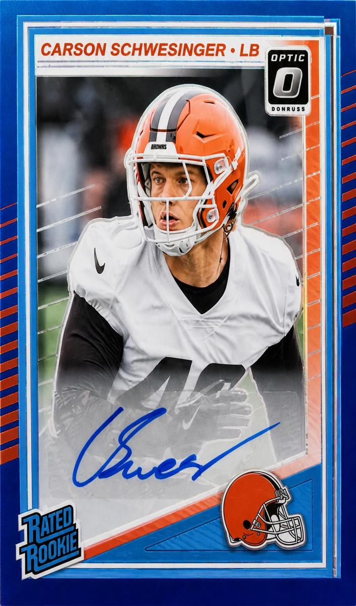 2025 Donruss Optic Football Blue Carson Schwesinger #217 PSA 10