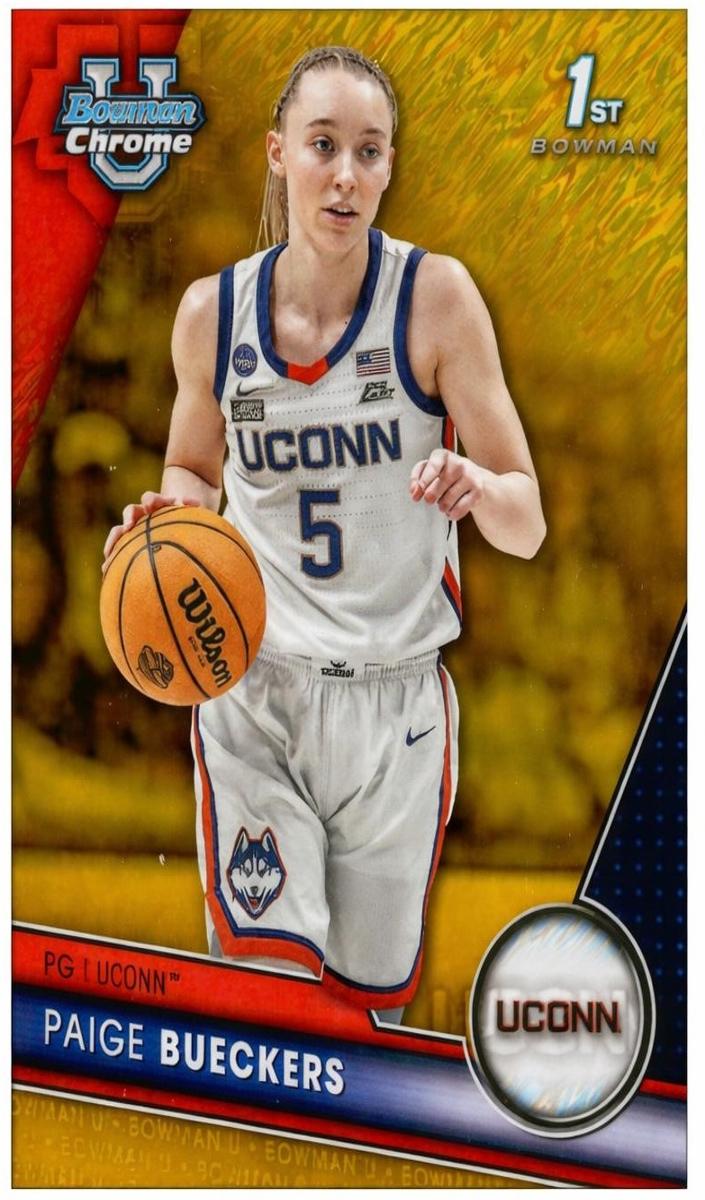 2023 Bowman Chrome University Basketball Gold Shimmer Refractor Paige Bueckers #90 PSA 9