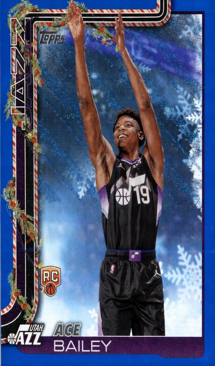 2025 Topps Holiday Basketball Blue Metallic Glitter Holiday Ace Bailey #H165