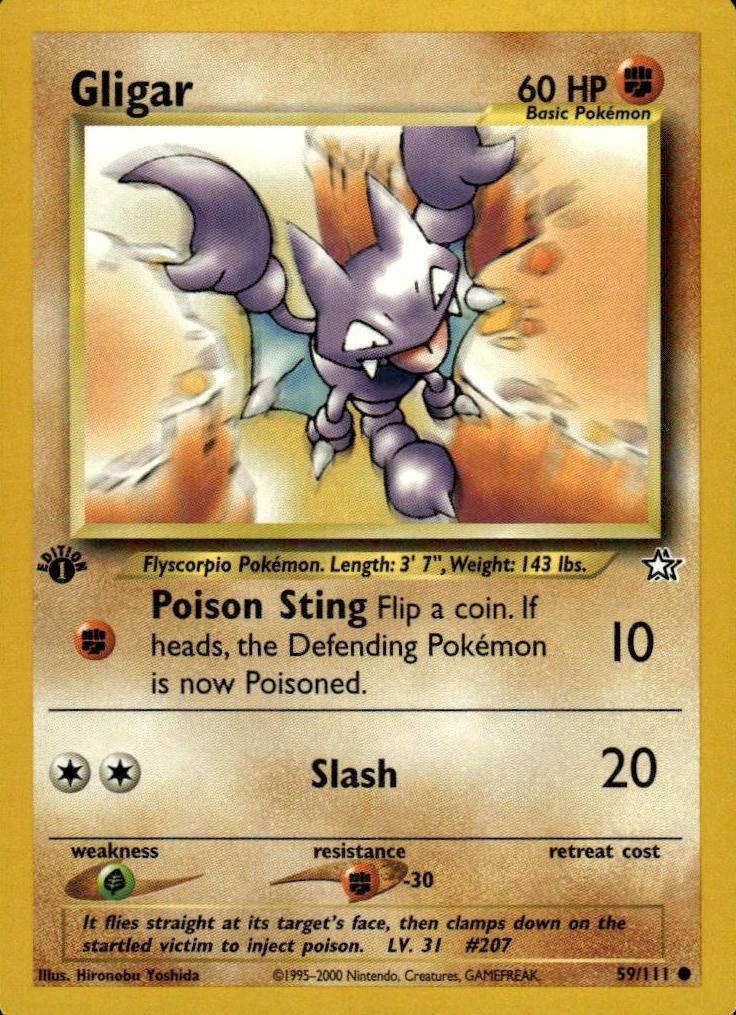 2000 Pokemon Neo Genesis 1st Edition Gligar #59