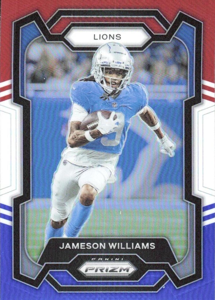 2023 Panini Prizm Football Red White Blue Jameson Williams #99 PSA 8