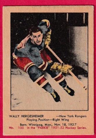 1951 Parkhurst Hockey Wally Hergesheimer #100