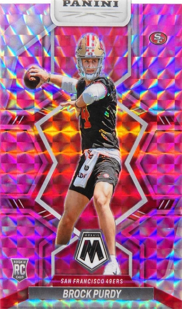 2022 Panini Mosaic Football Camo Pink Brock Purdy #367 PSA 9