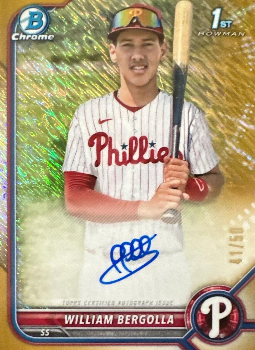 2022 Bowman Chrome Prospects Baseball Gold Shimmer William Bergolla #CPA-WB