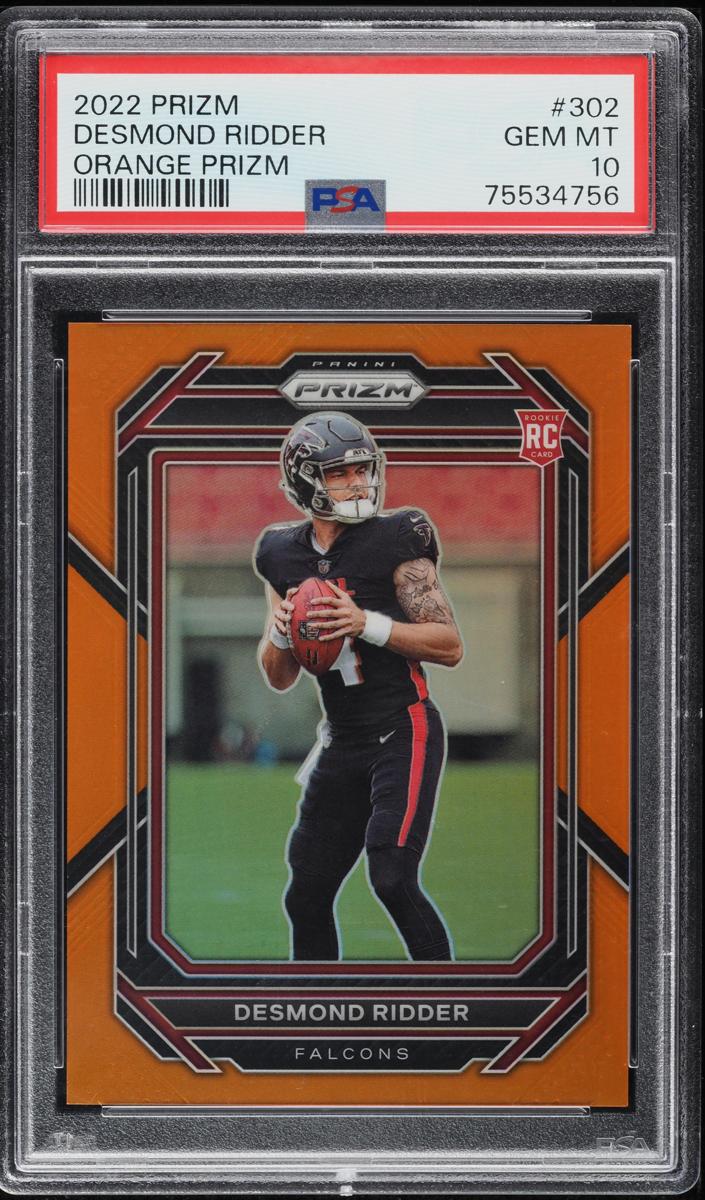 2022 Panini Prizm Football Orange Desmond Ridder #302 PSA 9