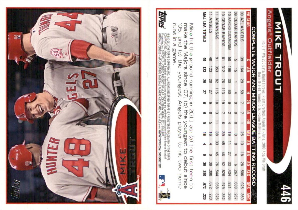 2012 Topps Baseball Mike Trout #446 PSA 10