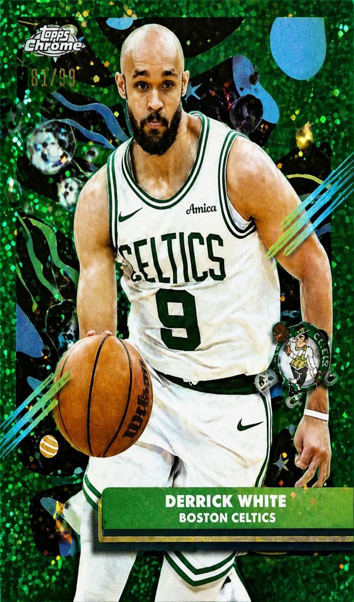 2025 Topps Cosmic Chrome Basketball Green Space Dust Refractor Derrick White #105