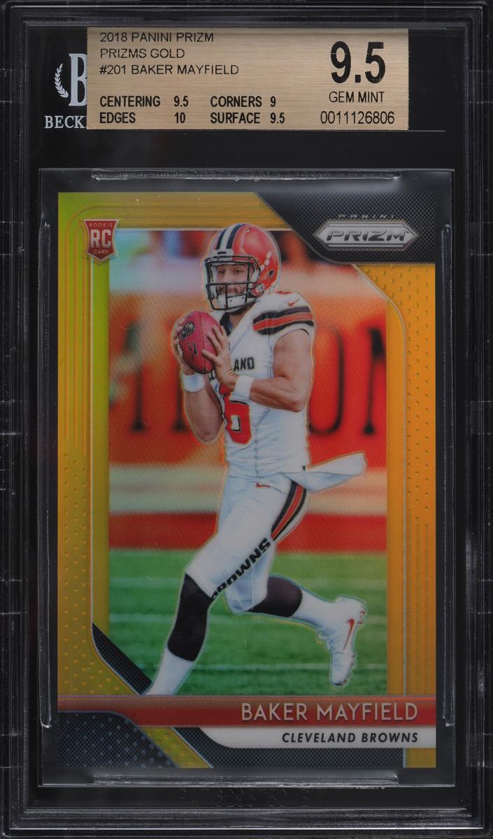 2018 Panini Prizm Football Gold Baker Mayfield #201 PSA 9