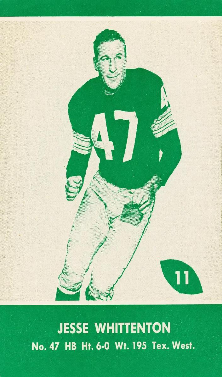 1961 Lake to Lake Packers Football Jesse Whittenton #11 PSA 8