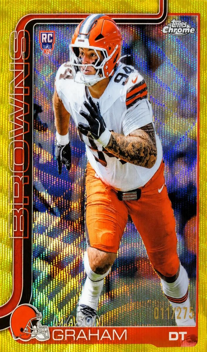 2025 Topps Chrome Football Yellow Wave Refractor Mason Graham #302