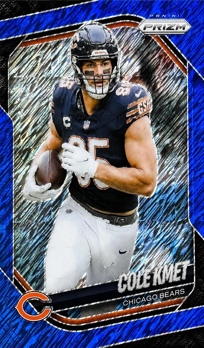 2025 Panini Prizm Football Blue Shimmer Cole Kmet #112