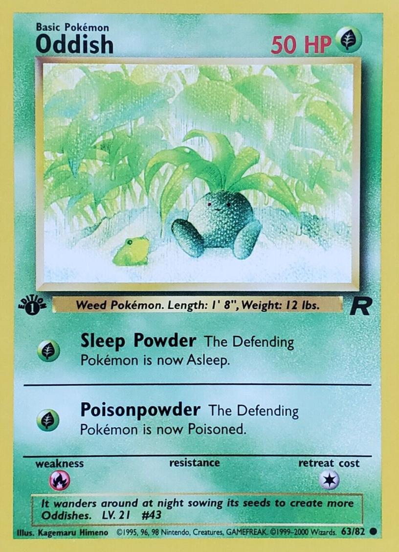 2000 Pokemon Team Rocket 1st Edition Oddish #63 PSA 9