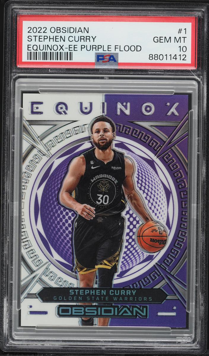 2022 Panini Obsidian Basketball Electric Etch Purple Flood Stephen Curry #1 PSA 9