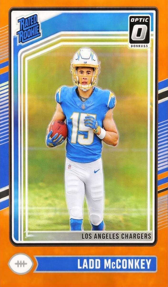 2024 Donruss Optic Football Orange Ladd McConkey #266 PSA 9