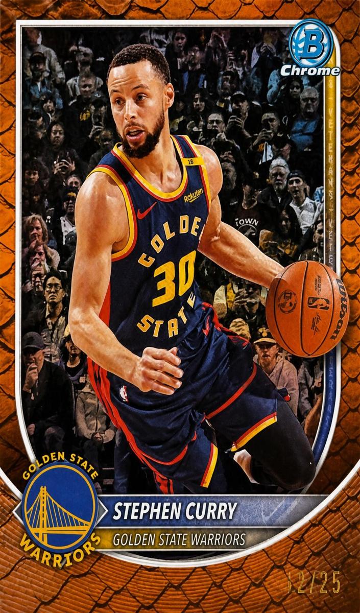 2025 Bowman Basketball Reptilian Orange Refractor Stephen Curry #BCV-115