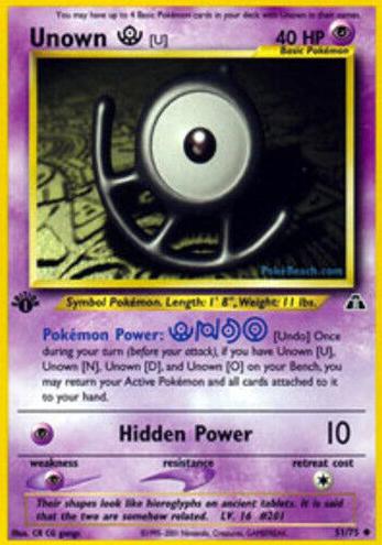 2001 Pokemon Neo Discovery 1st Edition Unown U #51