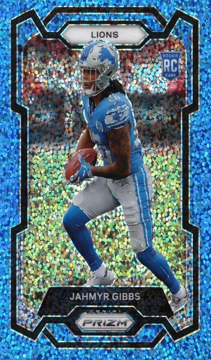 2023 Panini Prizm Football Blue Sparkle Jahmyr Gibbs #331 PSA 9