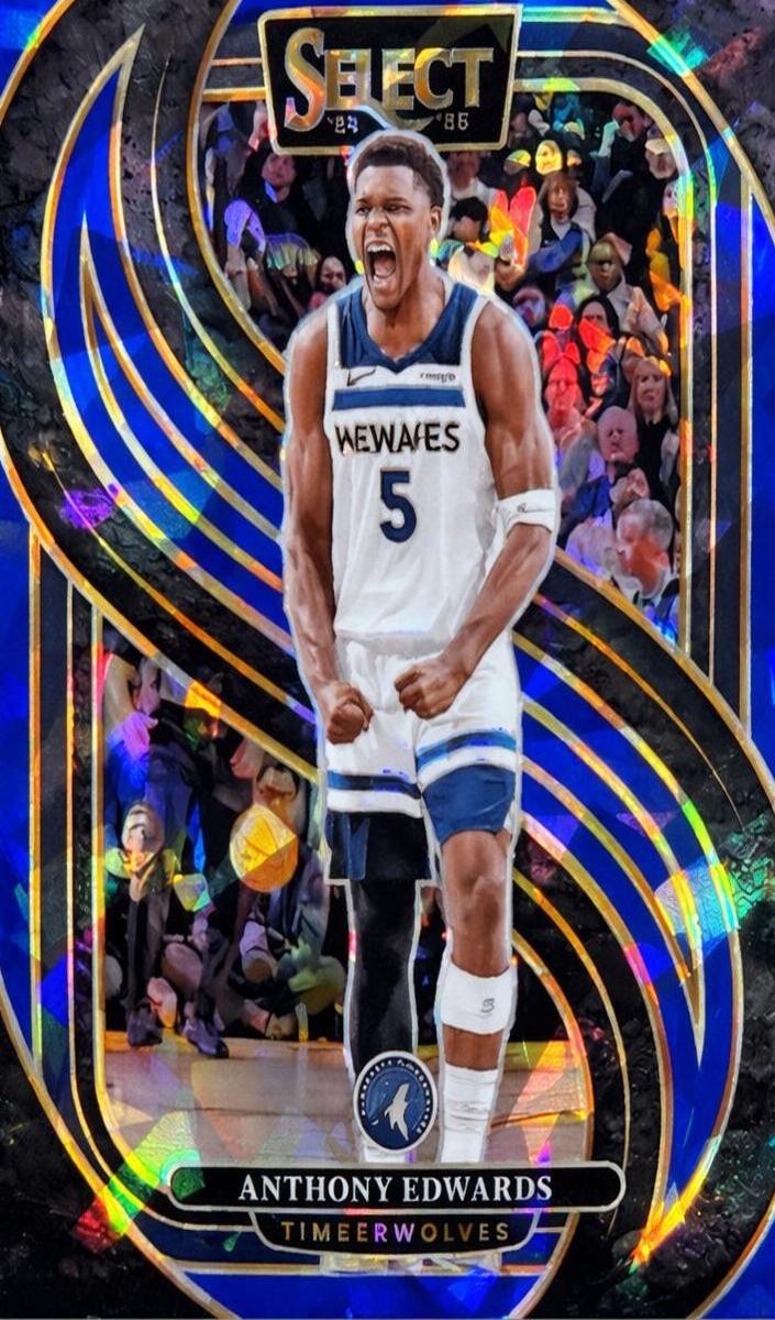 2024 Panini Select Basketball Blue Cracked Ice Anthony Edwards #130