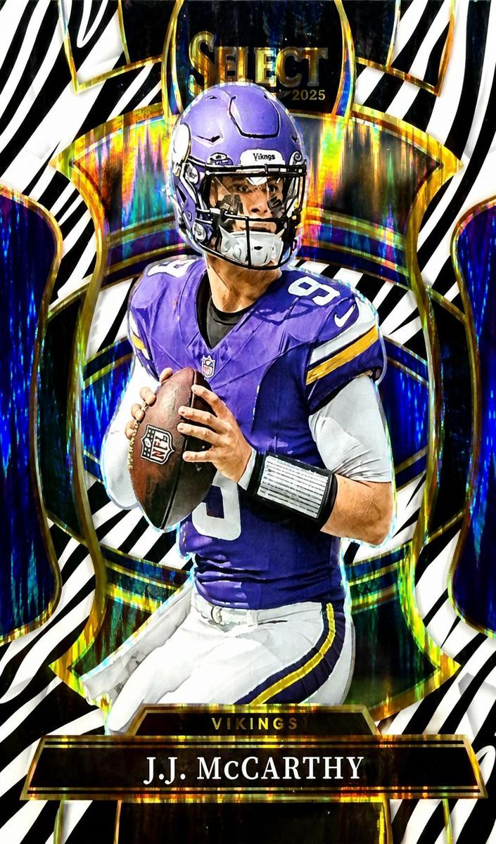 2025 Panini Select Football Zebra Shock J.J. McCarthy #63