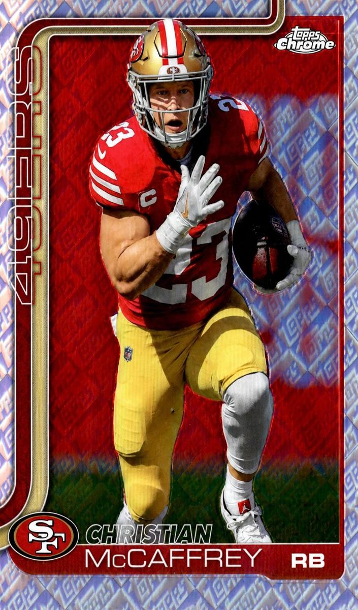 2025 Topps Chrome Football Topps Logo Refractor Christian McCaffrey #263