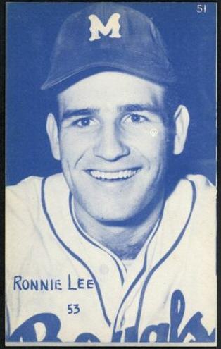 1953 Canadian Exhibits Baseball Blue Tint Ronnie Lee #51