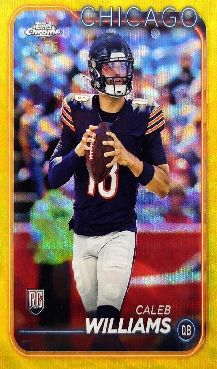 2024 Topps Chrome Football Yellow Wave Refractor Caleb Williams #202