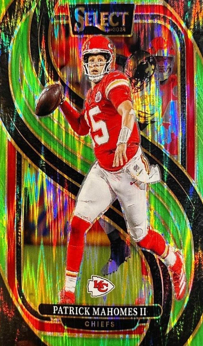 2024 Panini Select Football Neon Green Shock Patrick Mahomes II #120 PSA 9