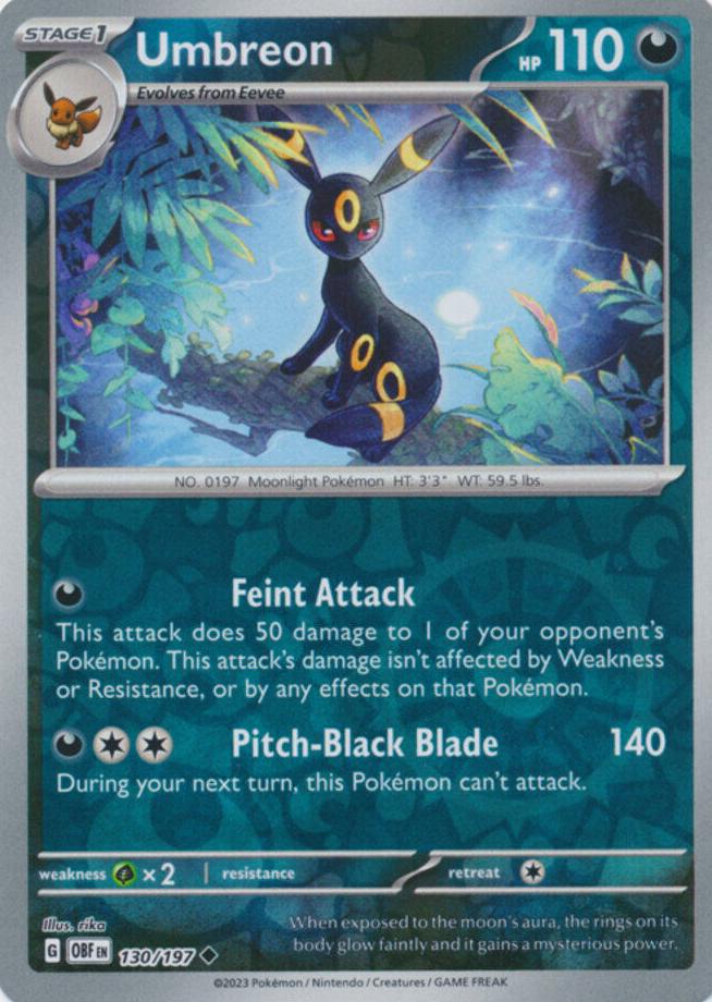 2023 Pokemon Scarlet & Violet Obsidian Flames Reverse Foil Umbreon #130 PSA 7