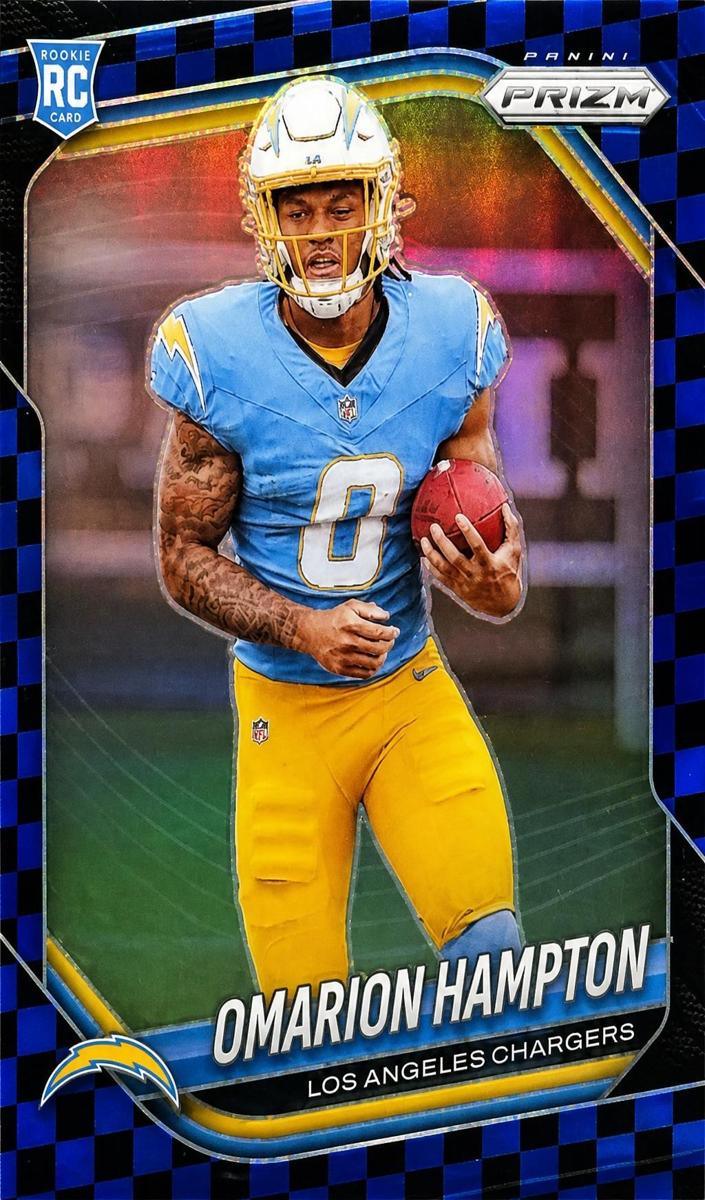 2025 Panini Prizm Football Black and Blue Checker Omarion Hampton #355