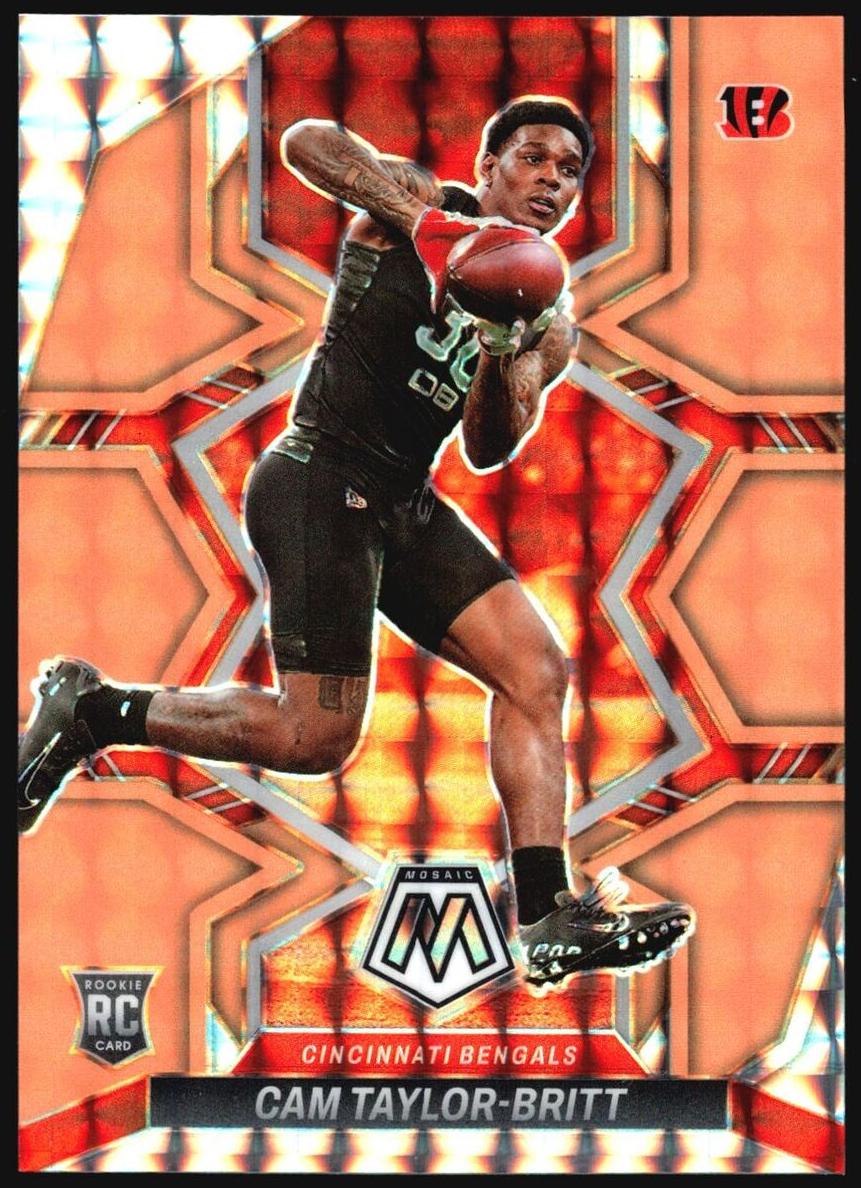2022 Panini Mosaic Football Orange Fluorescent Cam Taylor-Britt #393