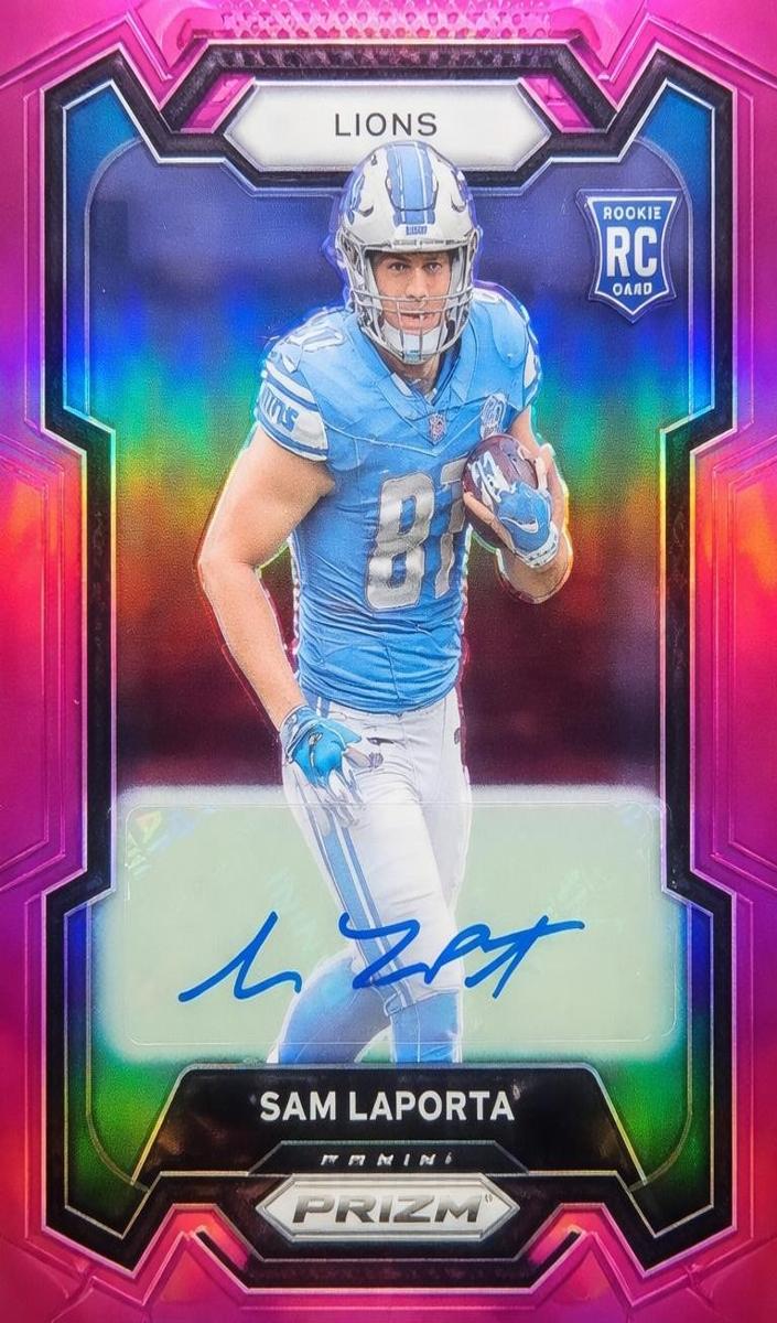 2023 Panini Prizm Football Pink Sam LaPorta #332 PSA 10