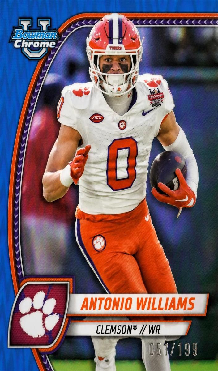 2024 Bowman Chrome University Football Blue Refractor Antonio Williams #14