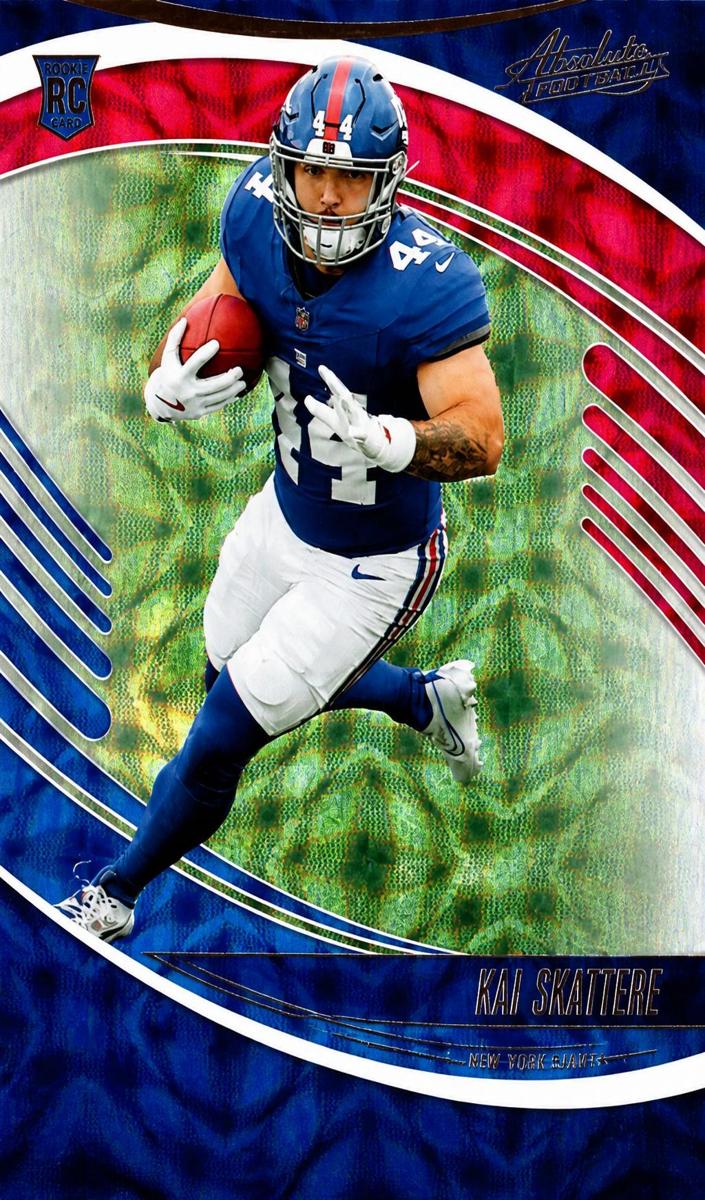2025 Panini Absolute Football Red, White and Blue Kaleidoscope Cam Skattebo #110