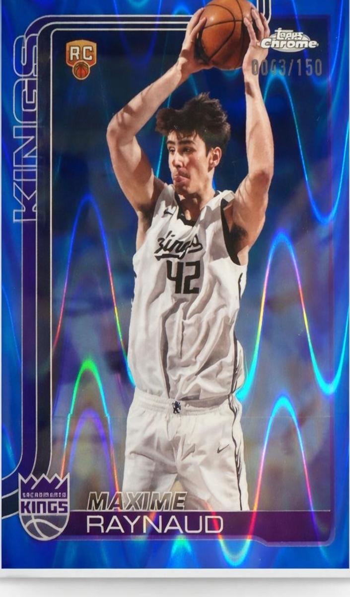 2025 Topps Chrome Basketball RayWave Blue Refractor Maxime Raynaud #293