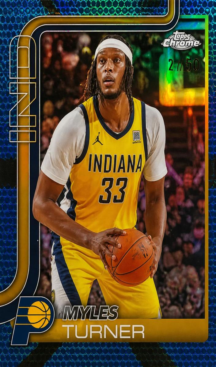 2025 Topps Chrome Basketball Blue Refractor Myles Turner #29