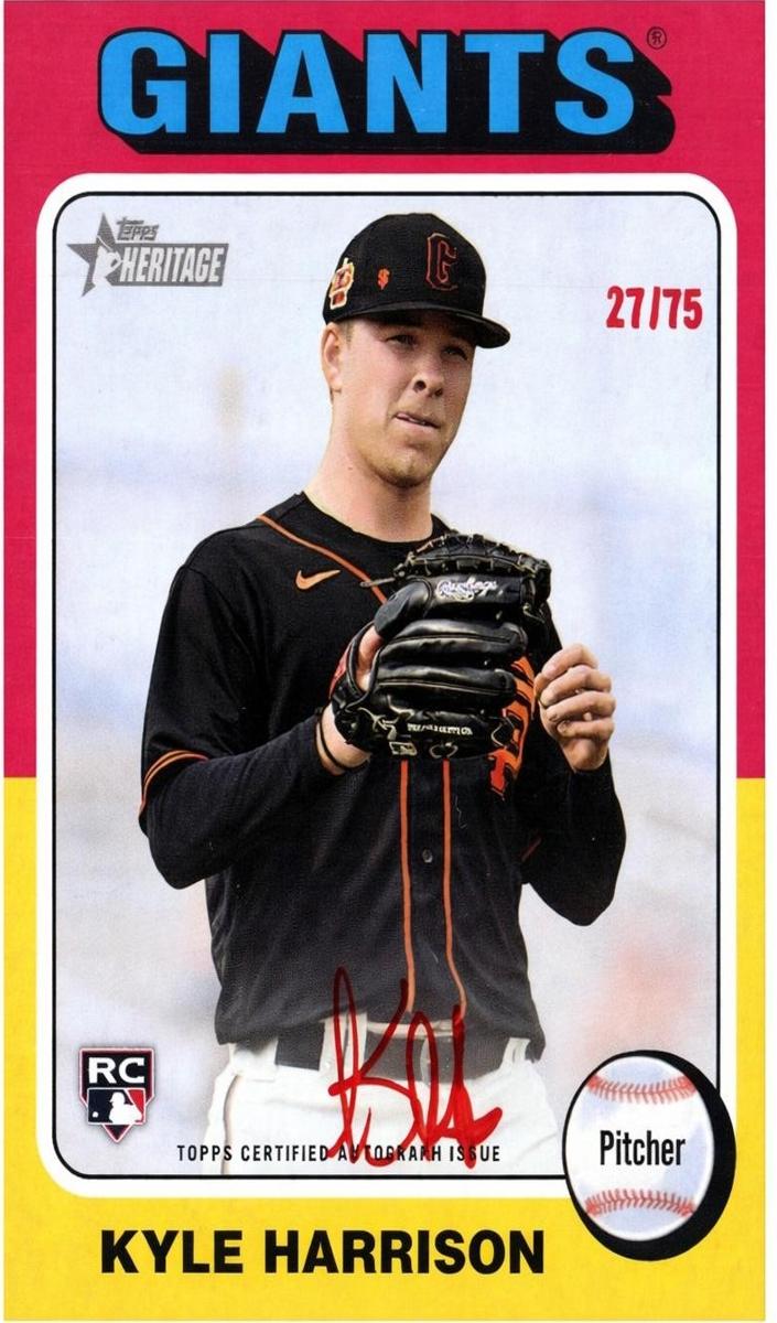 2024 Topps Heritage Baseball Red Ink Kyle Harrison #ROA-KHA
