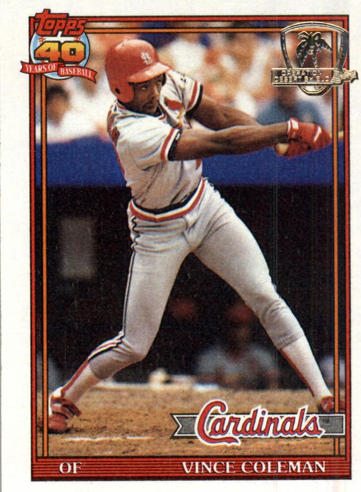 1991 Topps Baseball Vince Coleman #160