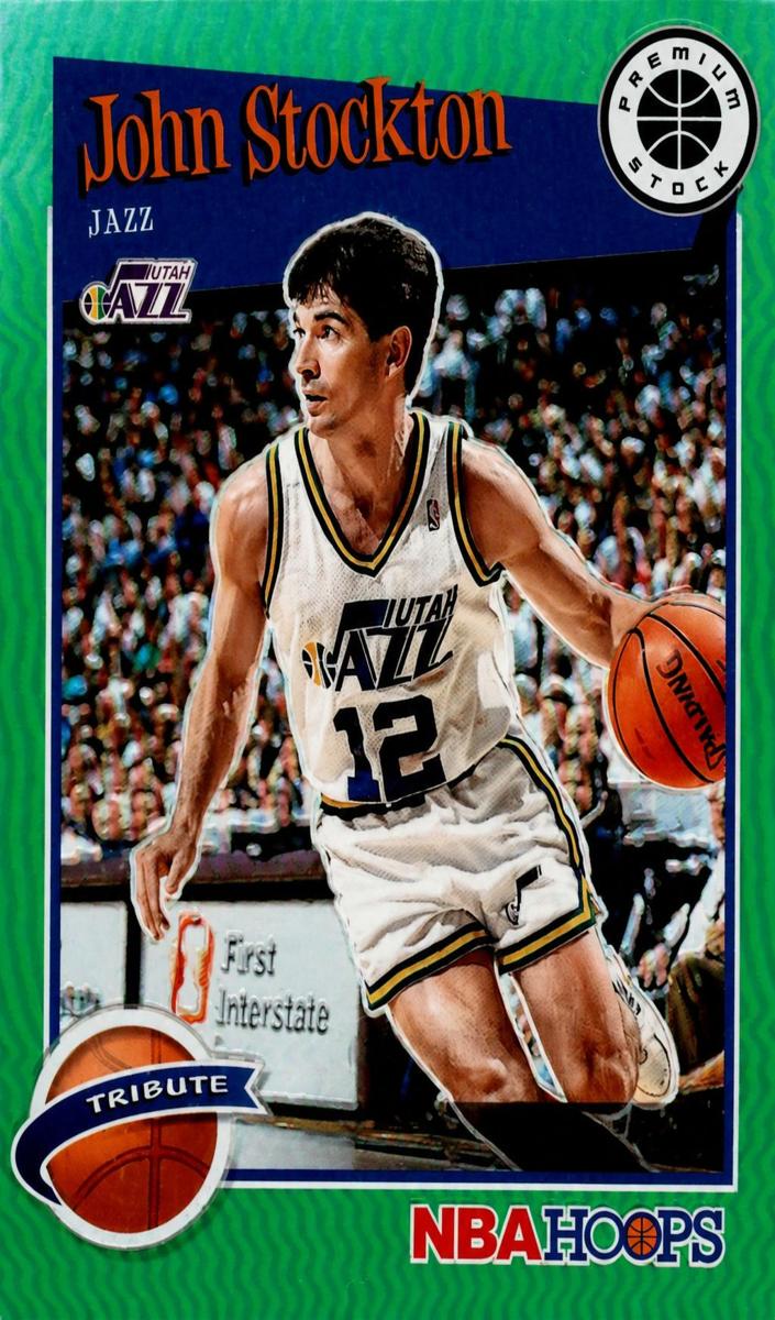 2019 Panini Hoops Premium Stock Basketball Green John Stockton #292 PSA 9