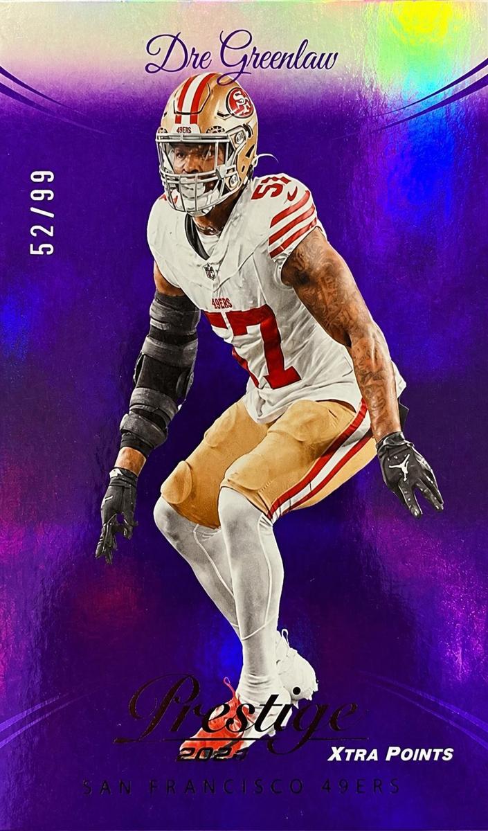 2024 Panini Prestige Football Purple Premium Xtra Points Dre Greenlaw #262