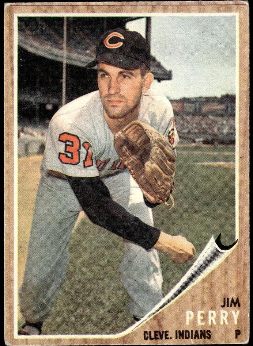 1962 Topps Baseball Jim Perry #405 PSA 8
