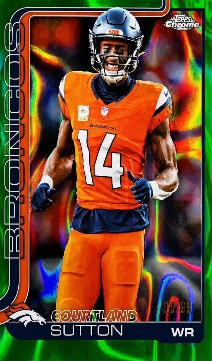2025 Topps Chrome Football Green Wave Refractor Courtland Sutton #86