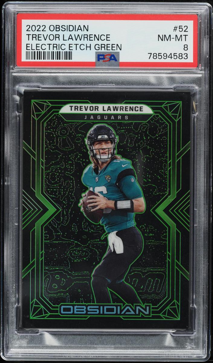 2022 Panini Obsidian Football Electric Etch Green Trevor Lawrence #52 PSA 7.5