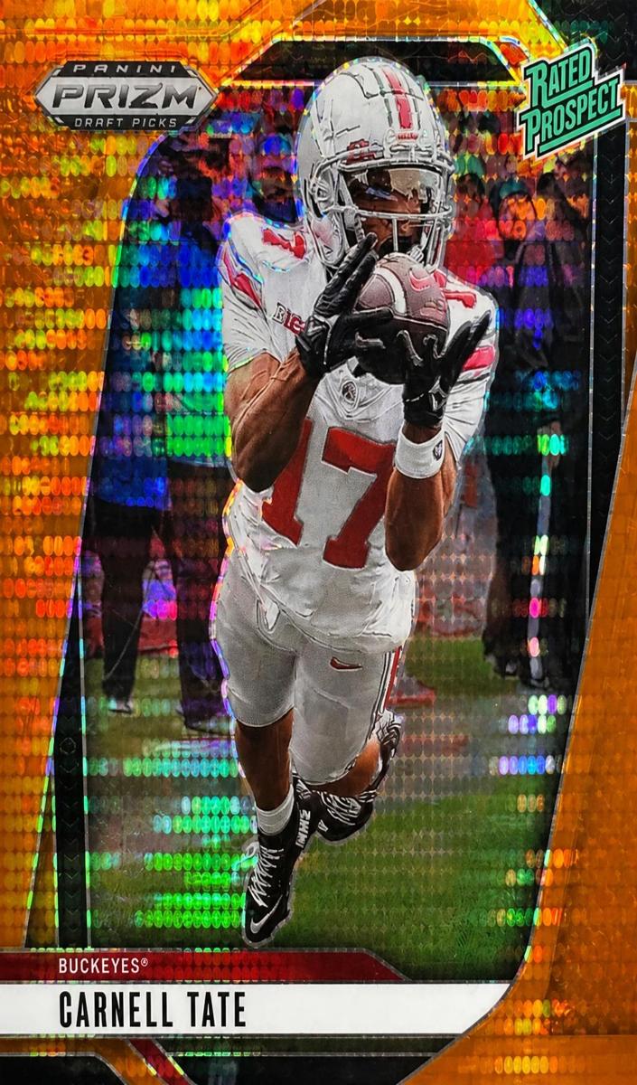 2025 Panini Prizm Draft Picks Football Orange Pulsar Carnell Tate #68 PSA 9