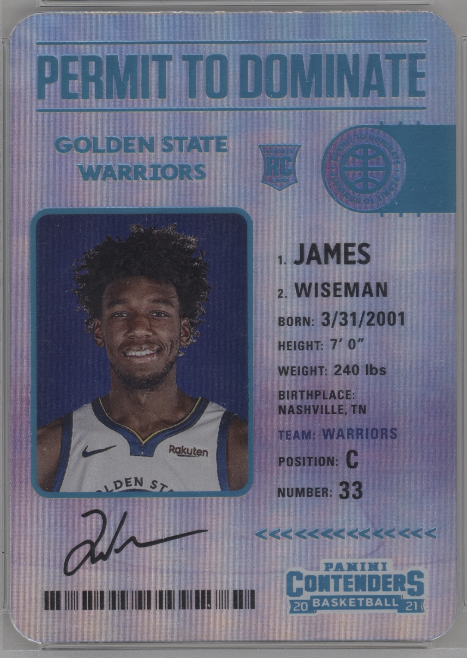 2020 Panini Contenders Basketball James Wiseman #13