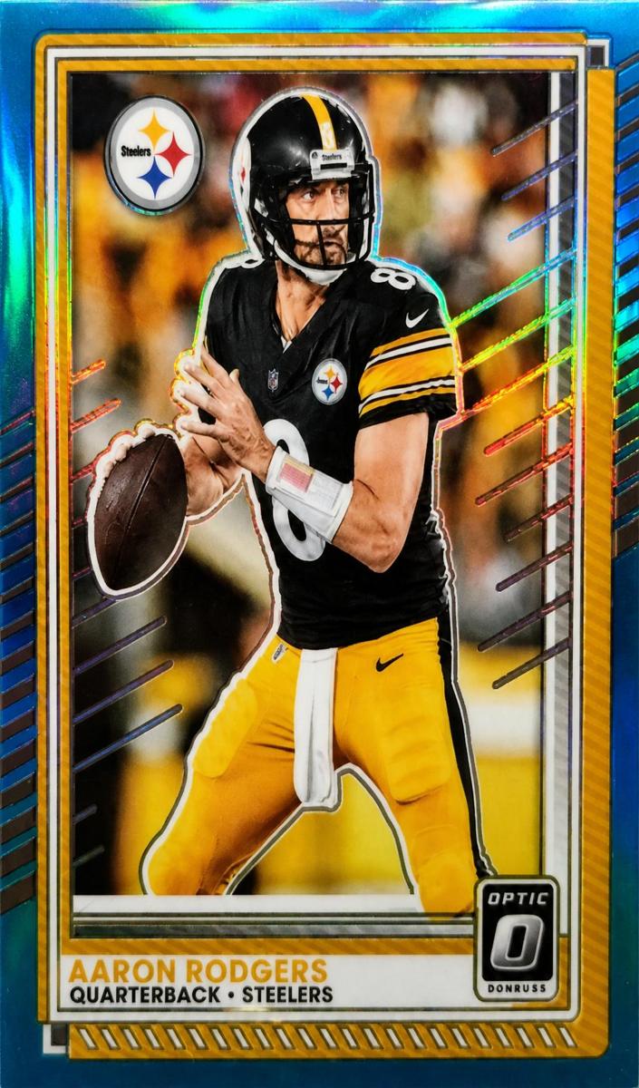 2025 Donruss Optic Football Neon Blue Aaron Rodgers #75