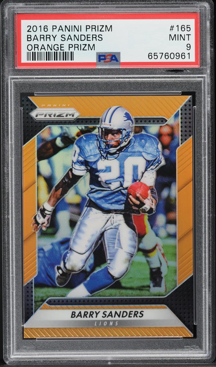2016 Panini Prizm Football Orange Prizm Barry Sanders #165 PSA 8.5