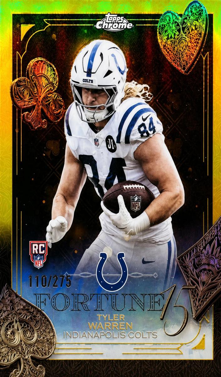 2025 Topps Chrome Football Yellow Refractor Tyler Warren #F15-30