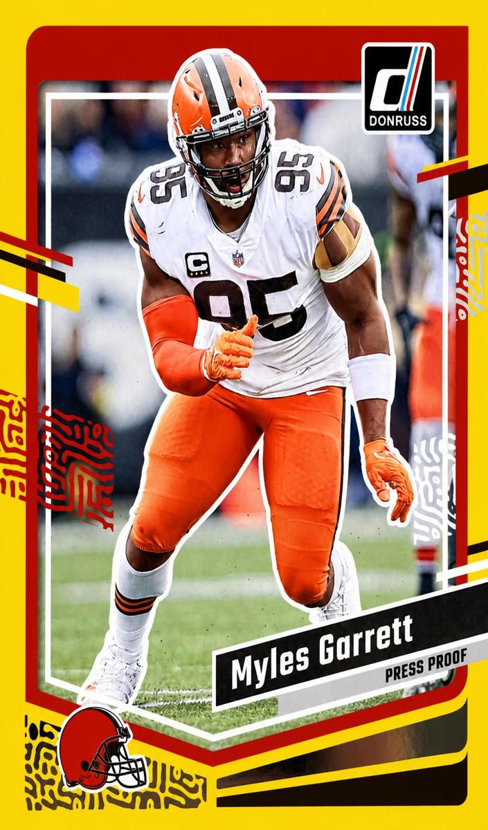 2023 Panini Donruss Football Press Proof Yellow Myles Garrett #68