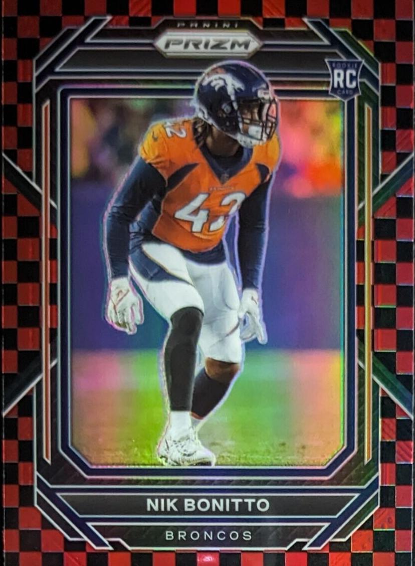 2022 Panini Prizm Football Black and Red Checker Nik Bonitto #398