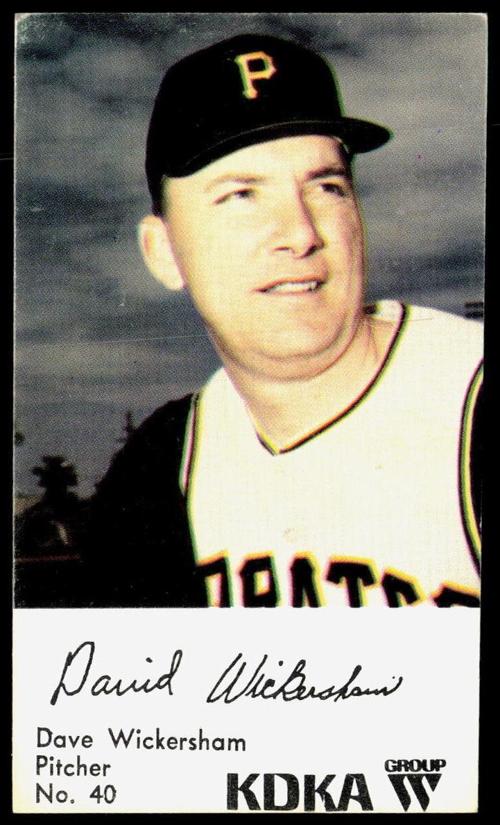 1968 Kdka Pittsburgh Pirates Baseball Dave Wickersham #40